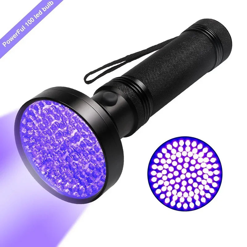 100 LED UV Flashlight Black Light Super Bright