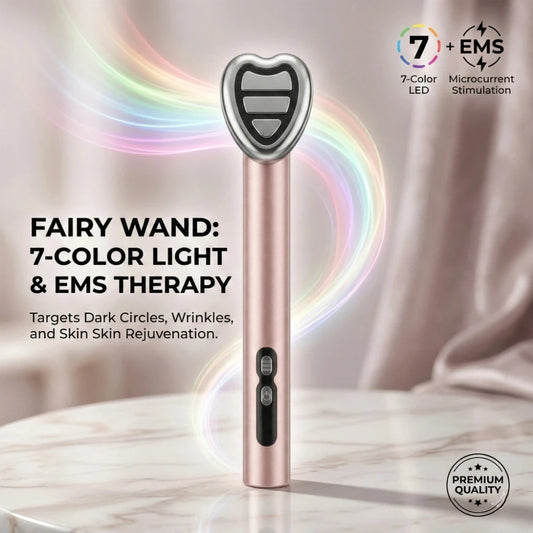 7-in-1 LED Light Therapy Facial Wand, EMS Microcurrent Face