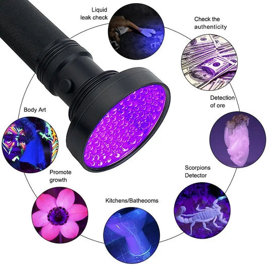 100 LED UV Flashlight Black Light Super Bright